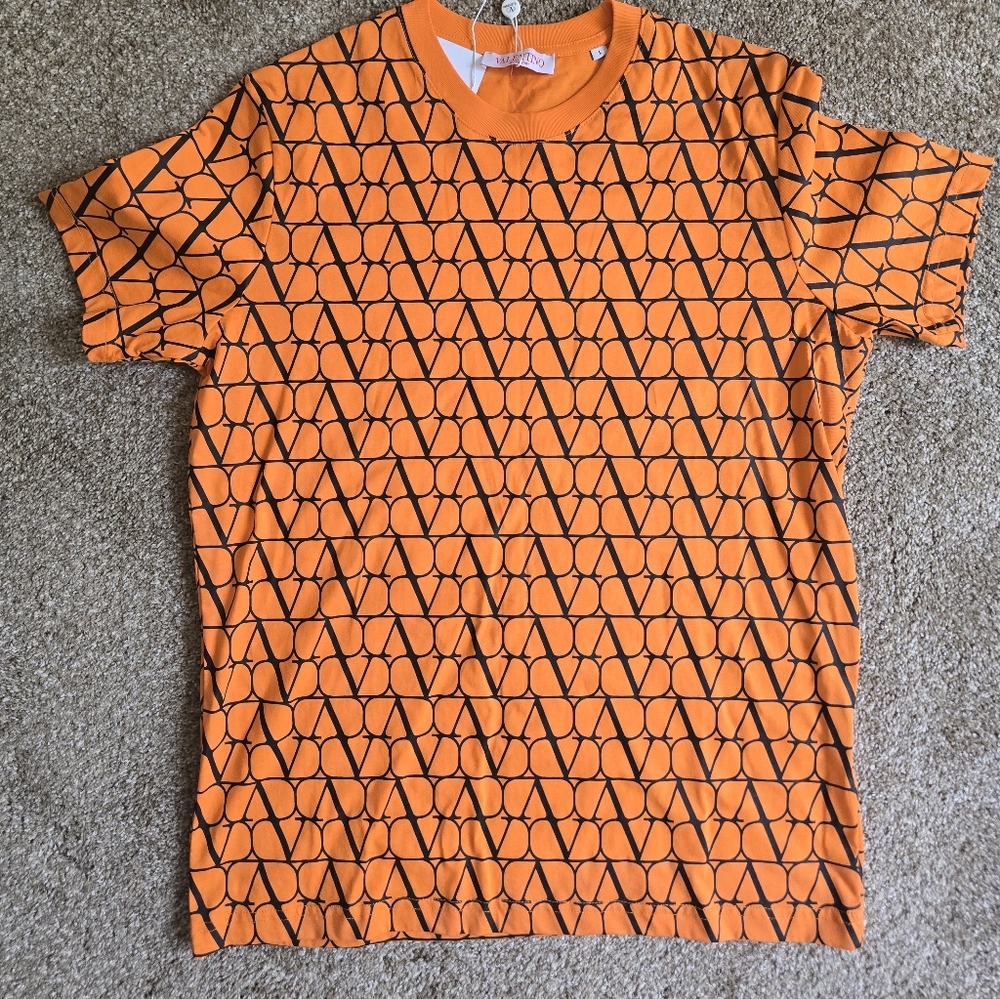 Valentino Orange Geometric Print Top
